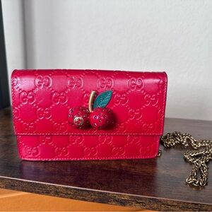 Authentic Gucci Cherry Red Embossed Crossbody